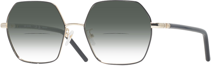 Oversized,Square Shiny Light Gold/black Tory Burch 1072 w/ Gradient Bifocal Reading Sunglasses View #1